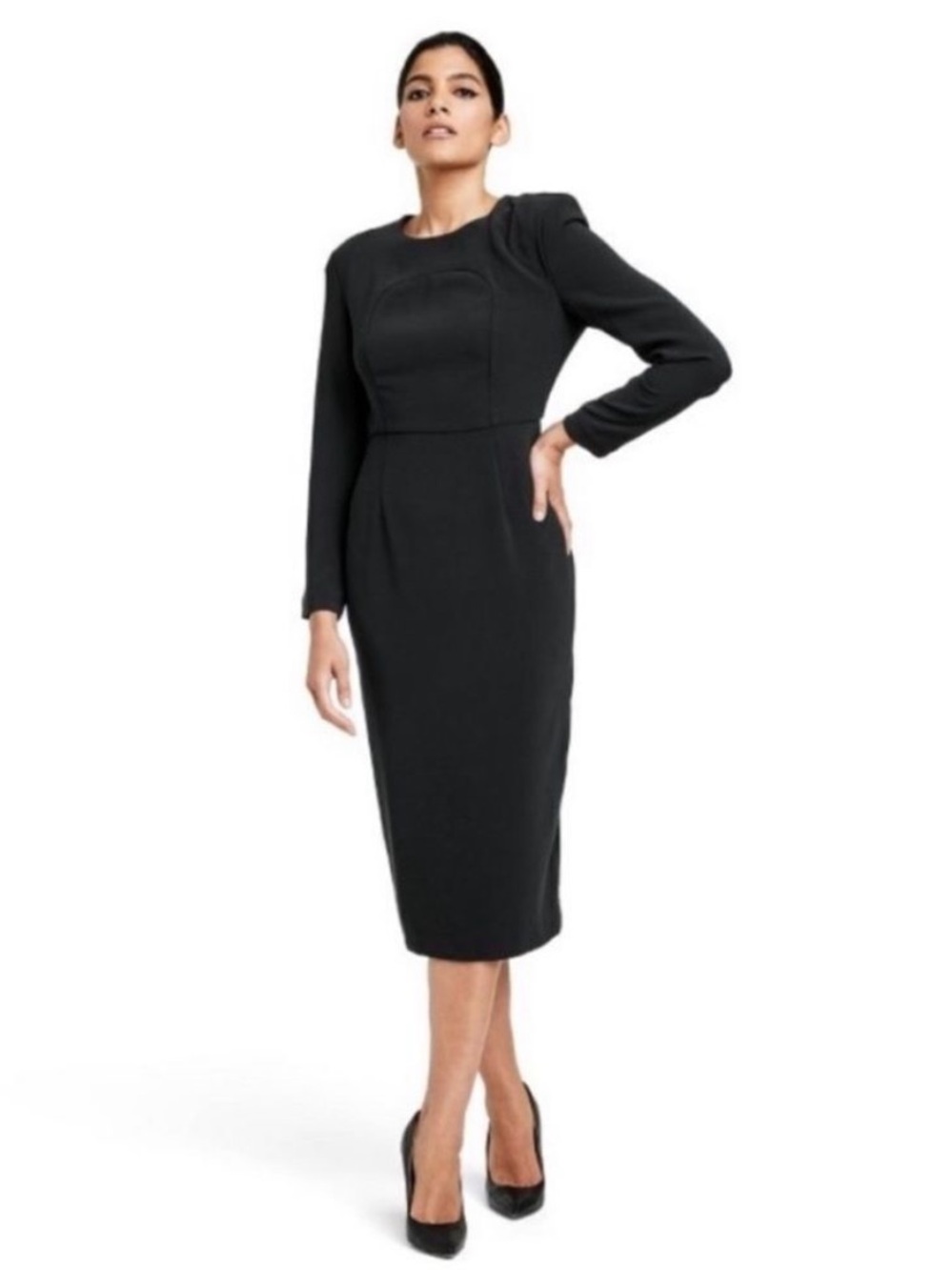 Sergio Hudson for Target Black Long-Sleeve Midi Dress